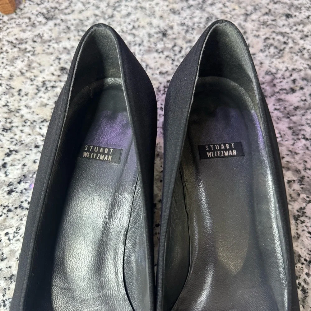 Stuart Weitzman Elegant Black Minimal Women's Kitten Heels Shoes Size 9 - Picture 6 of 10